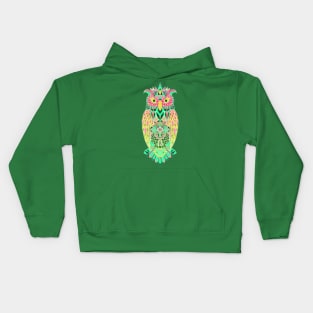 owl of wisdom pattern ecopop in boho style Kids Hoodie